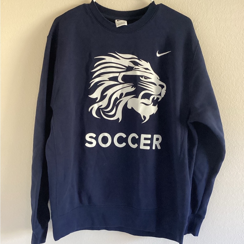 Nike Soccer Navy Blue Crewneck Sweatshirt Lion Graphic Size L
